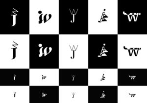 Logo presentation of 5 different ideas in the style of monogrammes.