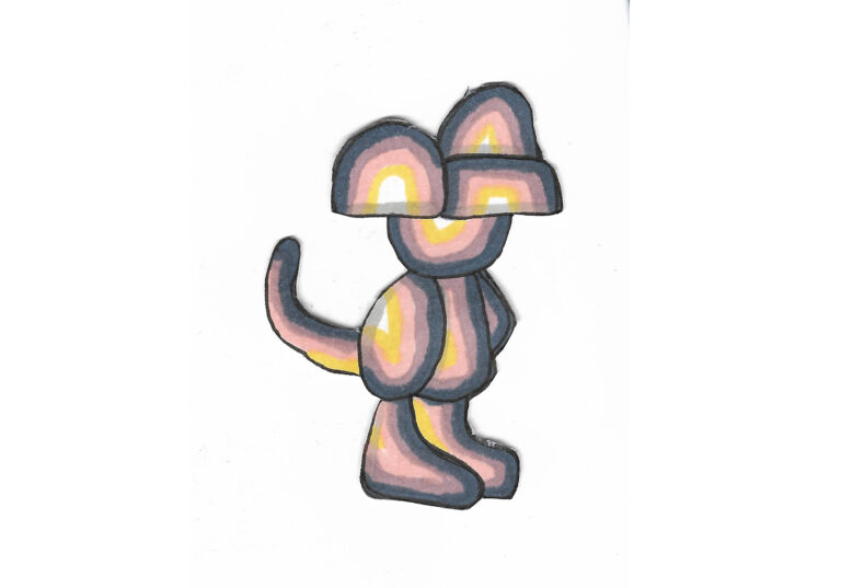 Illustrative doodle of a cute mouse like creature.