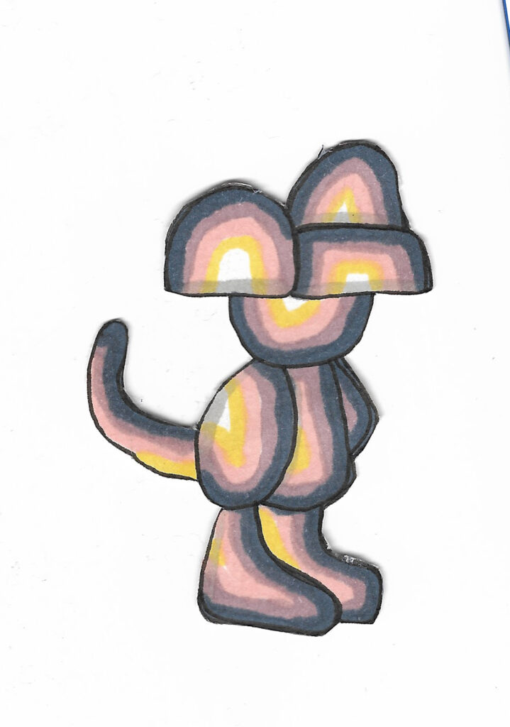 Illustrative doodle of a cute mouse like creature.